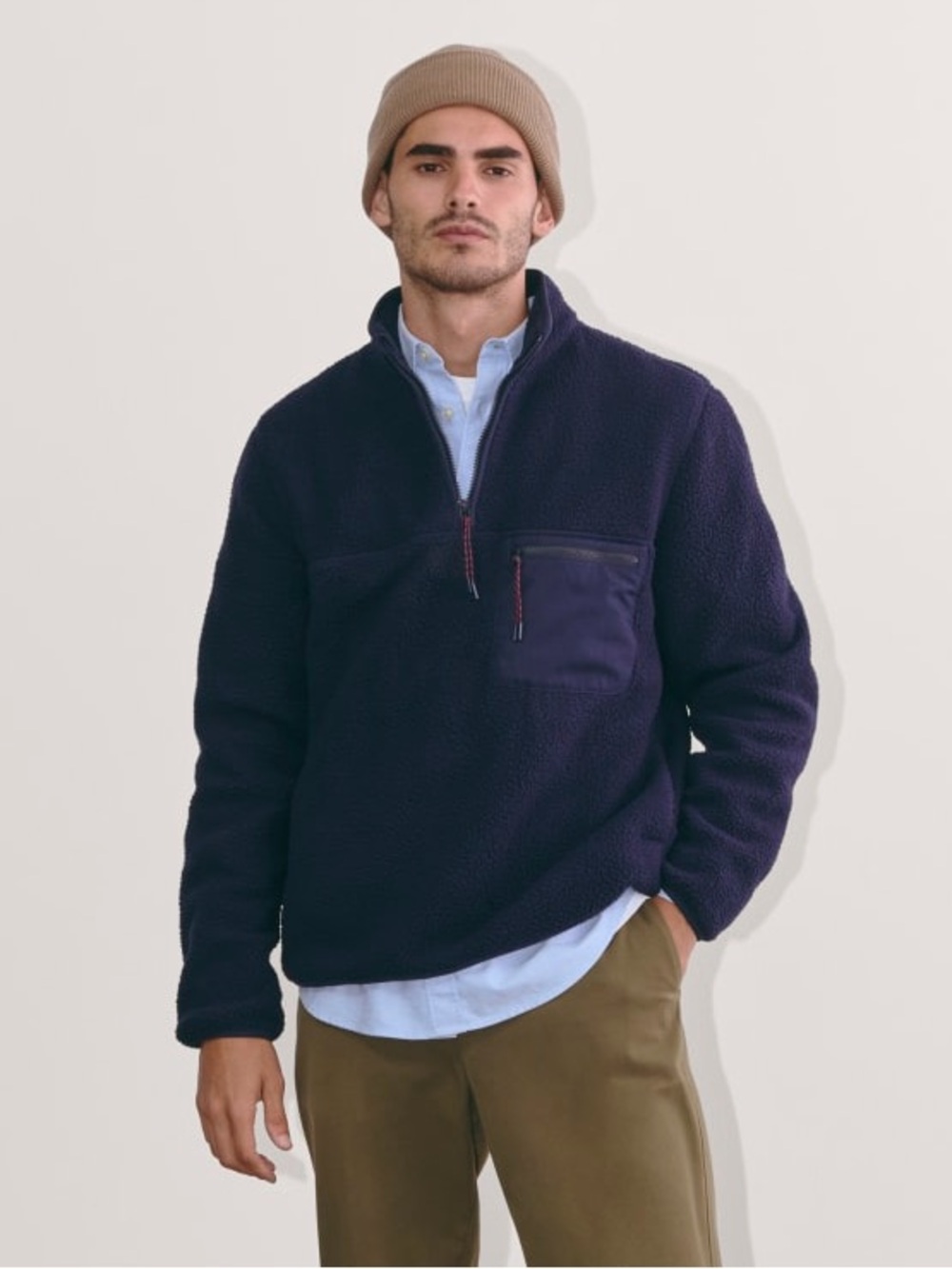 Everlane Teddy Quarter Zip Fleece Navy Blue Sherpa Mens Large Men’s Outerwear